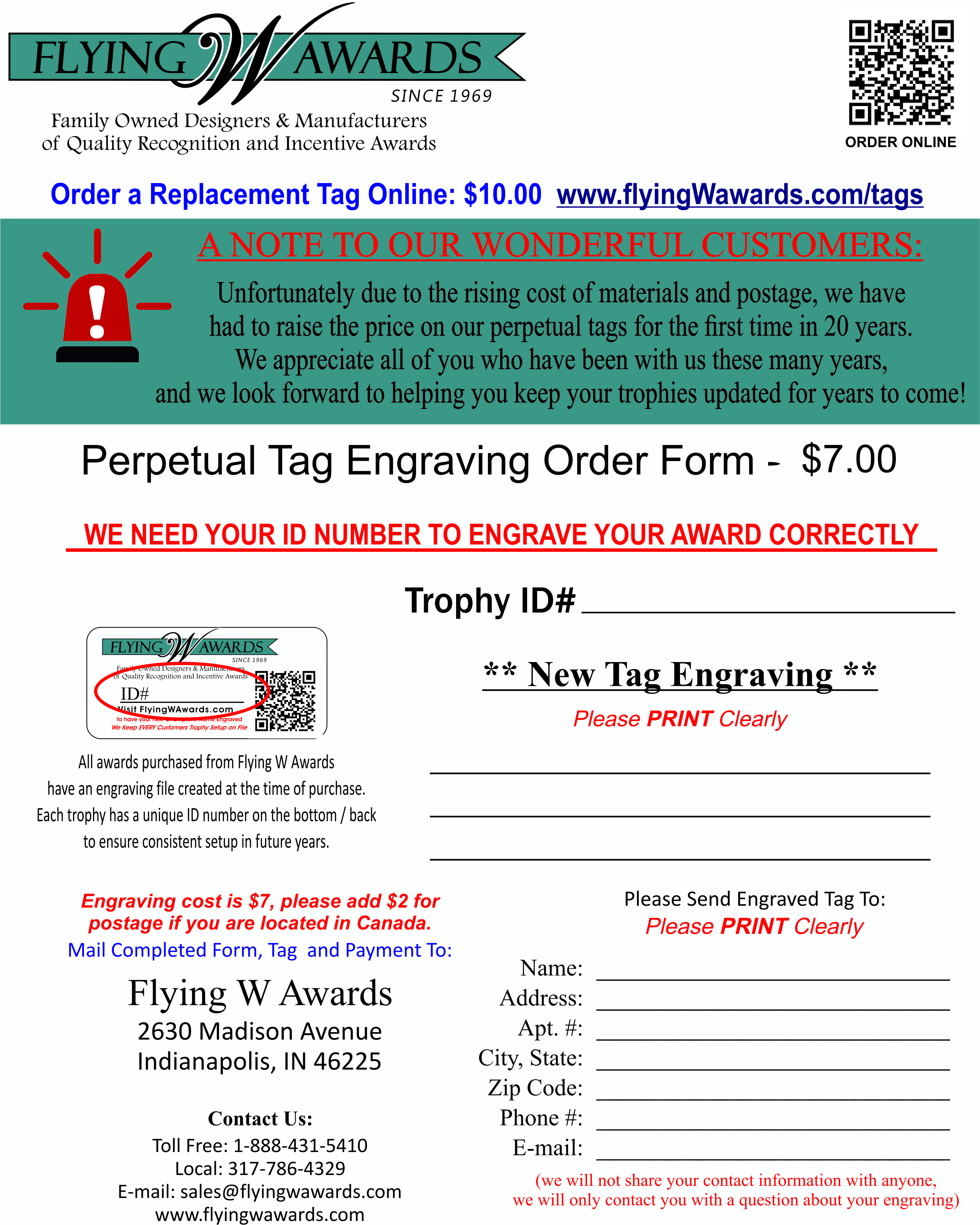 order tag form